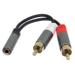 PremiumCord kábel HQ Jack 3.5mm Female - 2x CINCH Male 15cm