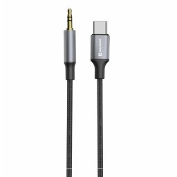 SWISSTEN AUDIO ADAPTER TEXTIL USB-C (férfi) / 3,5 mm JACK (férfi) 1,5M FEKETE (a 73501303 helyett)