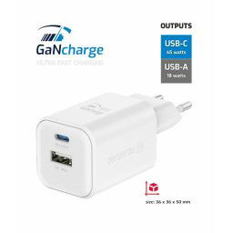 SWISSTEN HÁLÓZAT ADAPTER GaN 1x USB-C 45W PD 1x USB-A 18W QC FEHÉR