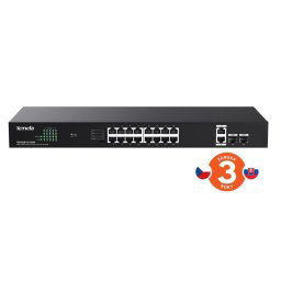 Tenda TEG1120P-16-150W PoE Gigabit switch 16x 1Gbps PoE 802.3af/at 2x SFP 2x RJ45, 135W, Rack, Rack