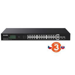 Tenda TEG1128P-24-410W PoE Gigabit switch 24x 1Gbps PoE 802.3af/at 2x SFP 2x RJ45, 370W, Rack