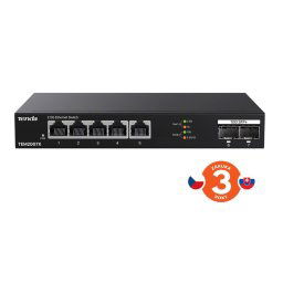 Tenda TEM2007X - Multi-gigabites switch, 5x 2.5G RJ45 2x 10G SFP port, MAC 16K, 6kV védelem