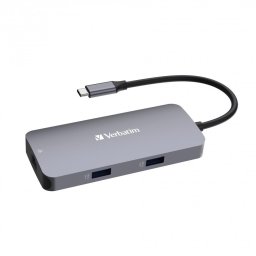 VERBATIM Hub USB-C Pro Multiport 5 portos, 2x USB 3.2, 1x USB-C, HDMI, RJ45, szürke