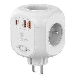 Viking AC43 hálózati adapter/kimenet: 4xAC, 2xUSB-A, 1xUSB-C/ 3500W-ig terjedő teljesítmény/ ON/OFF gomb