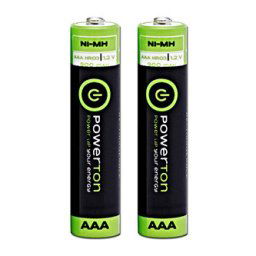 Újratölthető akkumulátor, AAA (HR03), 1,2 V, 900 mAh, Powerton, buborékcsomagolás, 2 db-os kiszerelésben