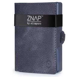 Slimpuro ZNAP, vékony pénztárca, 8 kártya, érmetartó, 8,9 x 1,5 x 6,3 cm (SZ x M x M), RFID védelem (ZNAPBlueBlue8)