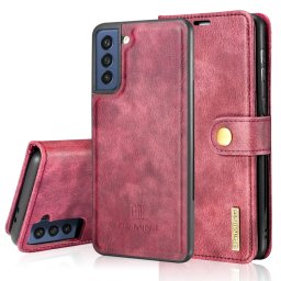 DG.MING Wallet tok 2 az 1-ben Samsung Galaxy S21 FE 5G piros