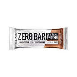 BIOTECH USA Fehérjeszelet, gluténmentes, 50g, BIOTECH USA "Zero Bar", dupla csokoládé