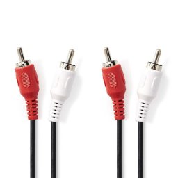 Nedis CAGB24200BK20 - Sztereó audiokábel | 2x RCA dugó - 2x RCA dugó | 2 m | Fekete