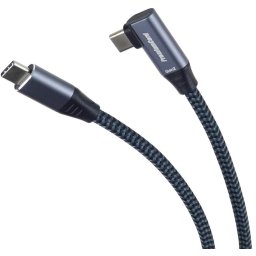 PREMIUMCORD USB-C hajlított kábel (USB 3.2 Gen2x2, 5A, 100W, 20Gbit/s) 3m, szürke