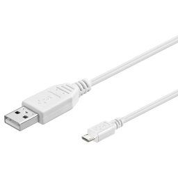 PremiumCord kábel micro USB 2.0, A-B 1m, fehér
