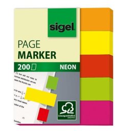 SIGEL Jelölőcímke, papír, 5x40 lap, 12x50 mm, SIGEL "Neon Mini", vegyes szín