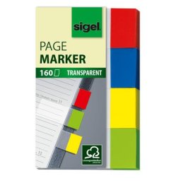 SIGEL Jelölőcímke, műanyag, 4x40 lap, 20x50 mm, SIGEL "Clear", vegyes szín