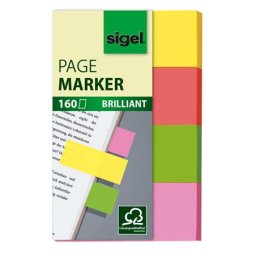 SIGEL Jelölőcímke, papír, 4x40 lap, 20x50 mm, SIGEL "Brilliant", vegyes szín