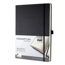 SIGEL Jegyzetfüzet, exkluzív, A6, kockás, 97 lap, keményfedeles, SIGEL "Conceptum", fekete