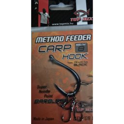 TOP MIX Method Feeder Carp Hook Barbless szakáll nélküli pontyos horog - 8-as méret (TM833)