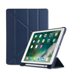 LEATHER Flip tok Apple iPad 9.7 (2018/2017) / iPad Air (1/2) sötétkék