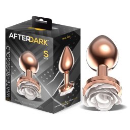 AfterDark fém fenékdugó réz színben, talpán fehér rózsával