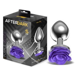 AfterDark fém fenékdugó ezüst színben, talpán lila rózsával
