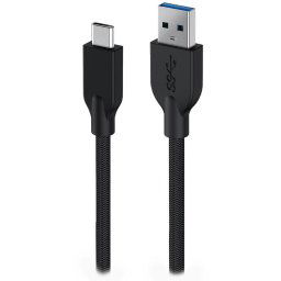 Genius ACC-A2CC-3A, kábel, USB A / USB-C, USB 3.0, 3A, QC 3.0, fonott, 1,5m, fekete