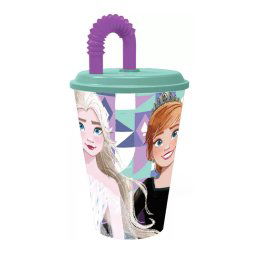 Disney Jégvarázs Ice Magic szívószálas pohár, műanyag 430 ml