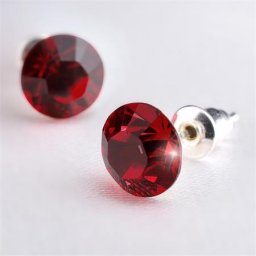ART CRYSTELLA Fülbevaló, siam sötét piros SWAROVSKI(R) kristállyal, 8mm, ART CRYSTELLA(R)