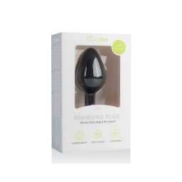 Easytoys Diamond - fehér köves anál plug (közepes) - fekete
