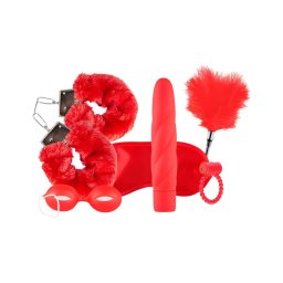 LoveBoxxx I love Red - vibrátoros kötöző szett (6 részes) - piros