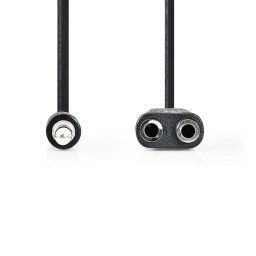 Nedis CAGB22100BK02 - Sztereó audiokábel | 3,5 mm-es dugó - 2× 3,5 mm-es aljzat | 0,2 m | Fekete