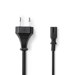 Nedis PCGB11040BK20 - Euro tápkábel | Egyenes Euro dugó - IEC-320-C7 | 2 m | Fekete