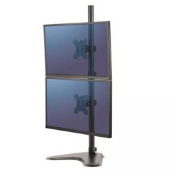 Monitortartó állvány, két monitorhoz, FELLOWES, \Professional Series™ Dual Stacking\, fekete