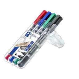 STAEDTLER Alkoholos marker készlet, 0,6/1,5 mm, kúpos, kétvégű, STAEDTLER "Lumocolor(R) duo 348", 4 különböző szín