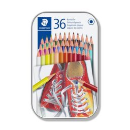 STAEDTLER Színes ceruza készlet, hatszögletű, fém dobozban, STAEDTLER "175", 36 különböző szín
