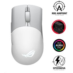 ASUS egér ROG KERIS WIRELESS AIMPOINT FEHÉR (P709), RGB, Bluetooth, fehér