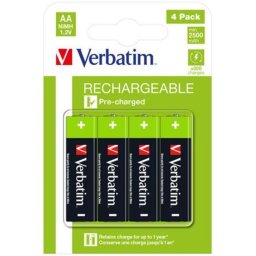 Tölthető elem, AA ceruza, 4x2500 mAh, VERBATIM [4 db]