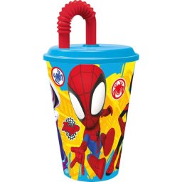 Pókember Spidey szívószálas pohár, műanyag 430 ml