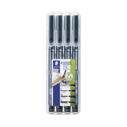 STAEDTLER Alkoholos marker készlet, OHP, STAEDTLER "Lumocolor(R) 31", 4 különböző vonalvastagság, fekete