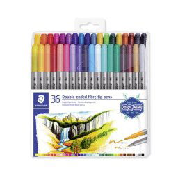 STAEDTLER Filctoll készlet, 0,8/3,0 mm, kétvégű, STAEDTLER(R) "3200", 36 különböző szín