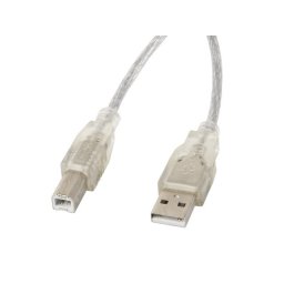 LANBERG USB-A (M) - USB-B (M) 2.0 kábel 1,8m, átlátszó