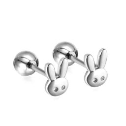 Bunny, nyuszis orvosi fém gyerek fülbevaló, csavaros zárral