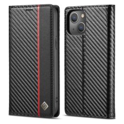 IMEEKE CARBON Wallet tok Apple iPhone 13 fekete