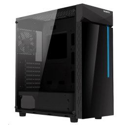 GIGABYTE ház GB-C200G, RGB világítás, tápegység nélkül, átlátszó oldal, Mid tower, középső torony