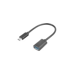 LANBERG USB-C(M) 3.1 USB-A(F) adapter kábel 15CM fekete OTG