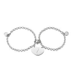 Nemesacél mágneses páros karkötő szett, fél szív dísszel