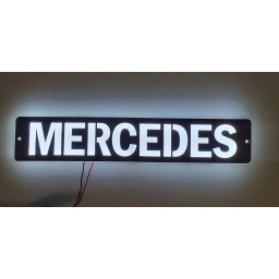 MERCEDES inox szögletes dísz HÁTTÉRVILÁGÍTÁSSAL