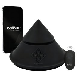 The Cowgirl Cone - app-vezérelt prémium szexgép - 2 cserélhető feltéttel, 20 rezgésmód (fekete)
