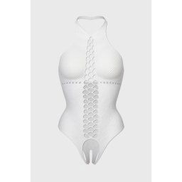 Alicja erotikus bodystocking, nyitott ágyékrésszel fehér uni
