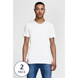 2PACK JACK AND JONES JacBasic Crew II pamut póló fehér L