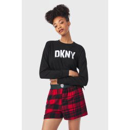 DKNY pizsama, rövid fekete-piros L