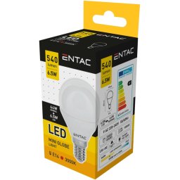 Entac LED Mini Globe izzó E14 6,5W 3000K, 540 lumen (K)